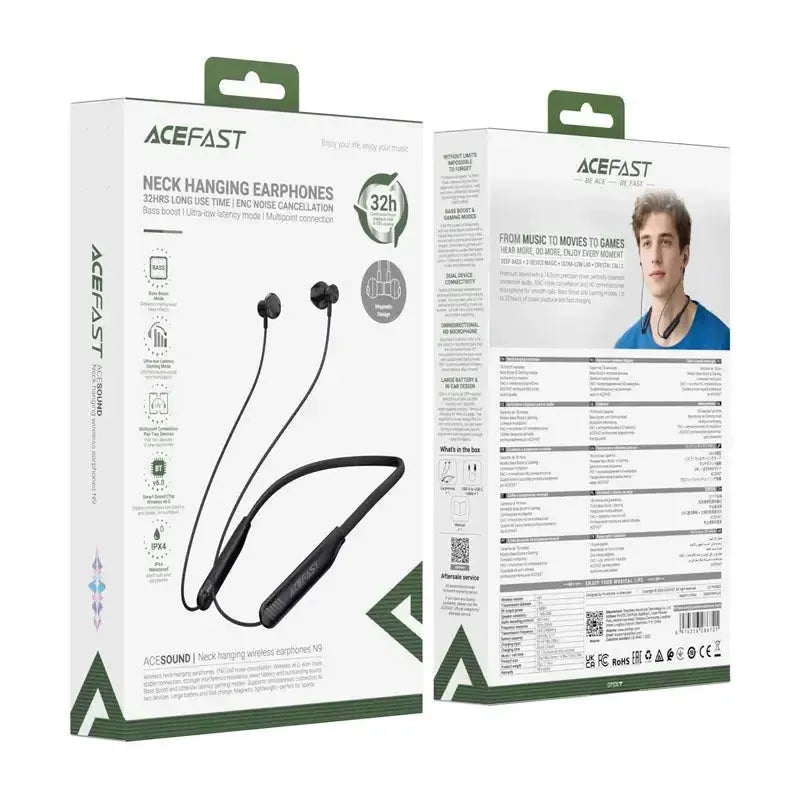 ACEFAST N9 Neck Hanging ENC Wireless Earphones Black