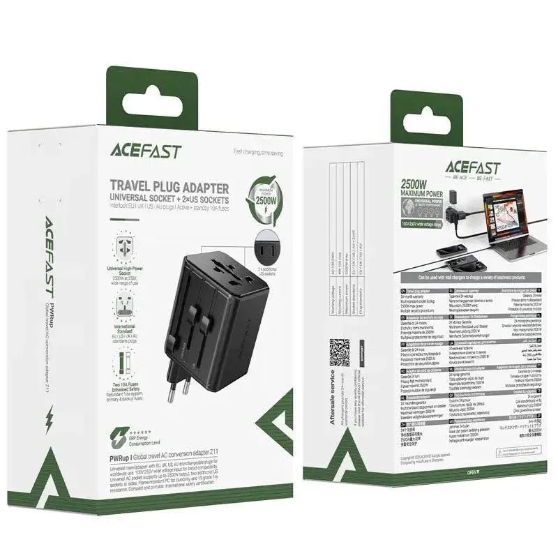 ACEFAST Z11 Global Travel AC Conversion Adapter 2500W Black