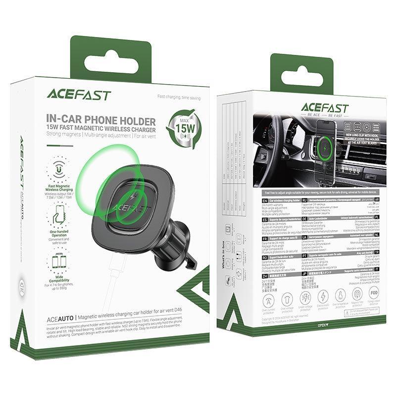ACEFAST D46 Air Vent Magsafe Magnetic Wireless Charging Car Holder Black