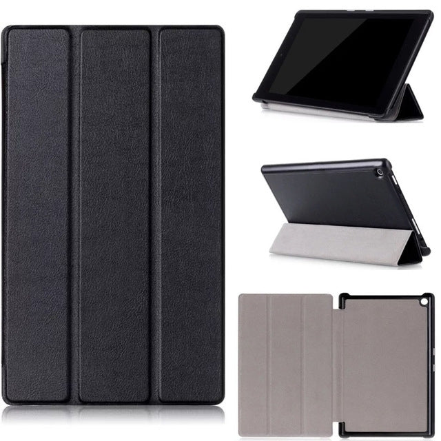 For Amazon Kindle Fire HD 8 2022 / HD 8 Plus 2022 Tri Fold Magnet Stand Wallet Case - Black