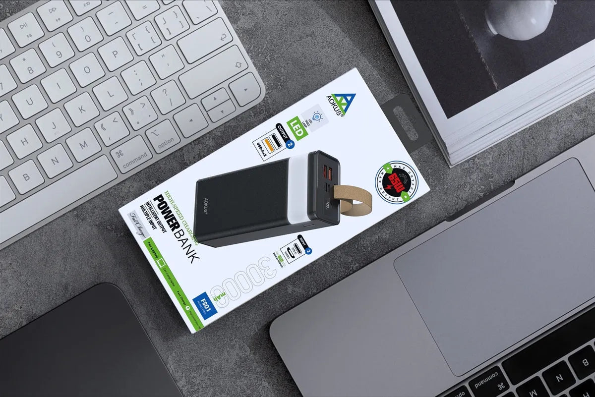 Aokus FS01 Fast Charging 65W Built In Table Lamp 30000mAh Power Bank Black