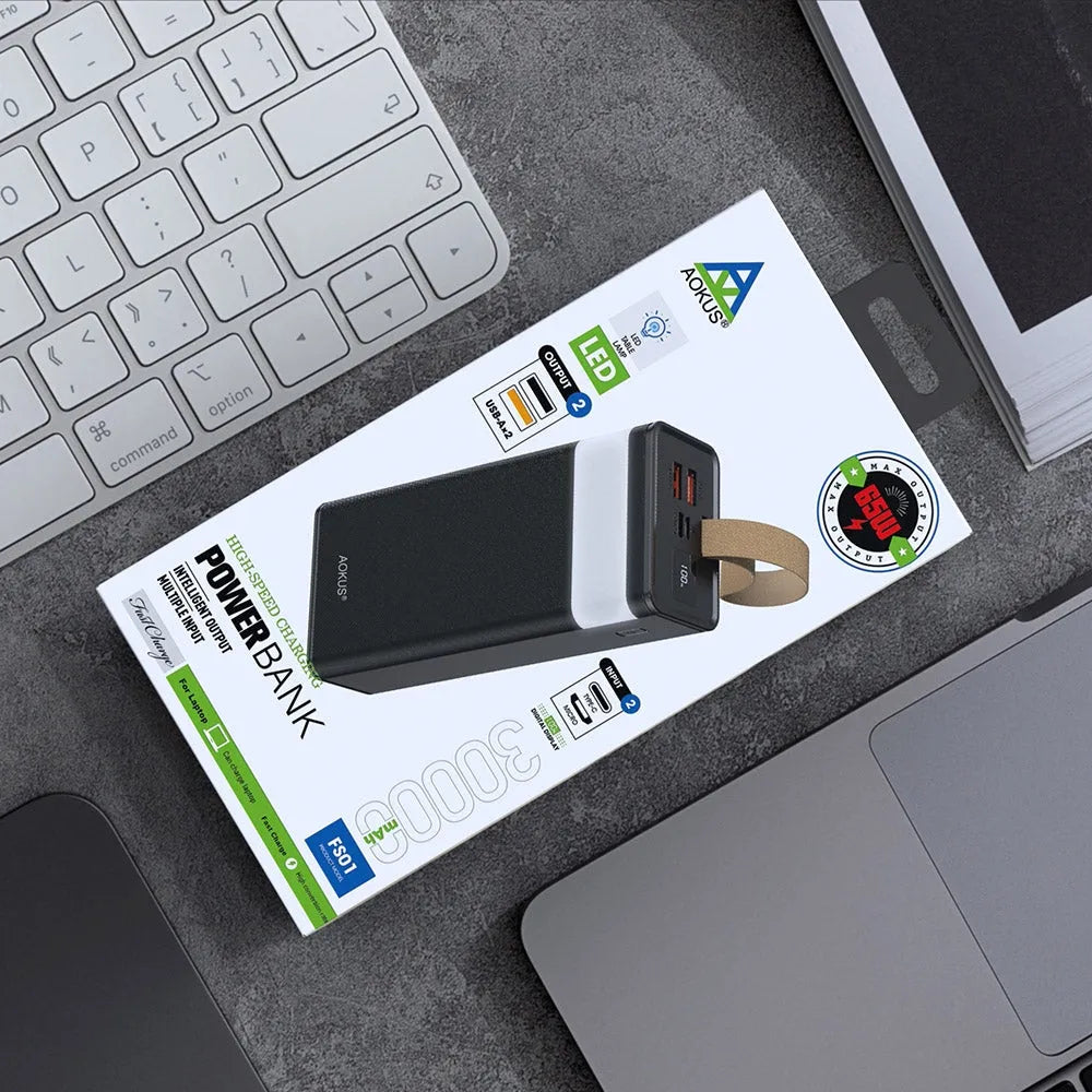 Aokus FS01 Fast Charging 65W Built In Table Lamp 30000mAh Power Bank Black