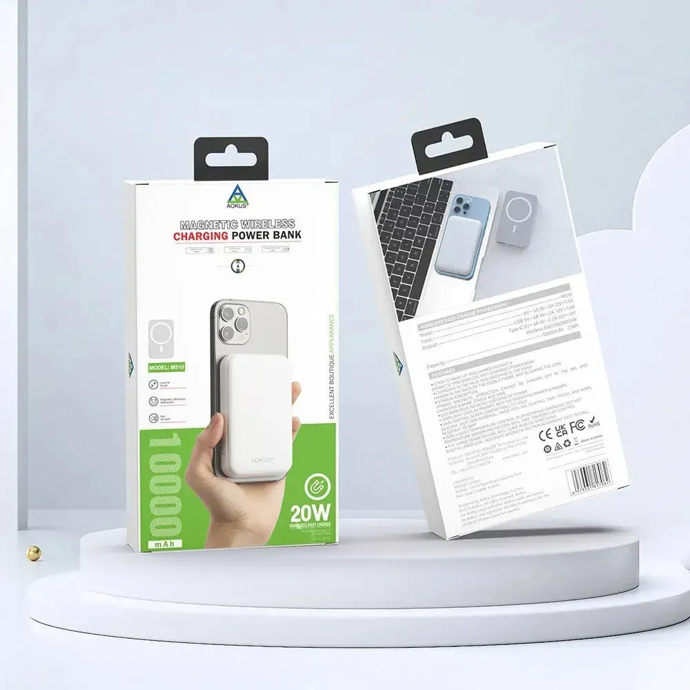 Aokus MS05 MagSafe Magnetic Wireless Fast Charging 20W 5000 mAh Powe Bank White