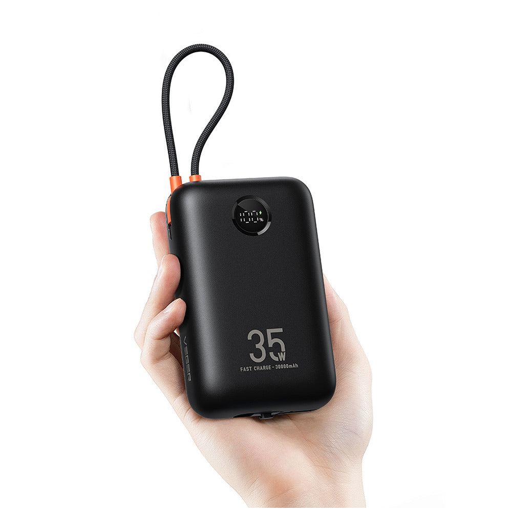 Veger W3018 K3 PD QC3.0 35W 30000mAh Powerbank With Built-in Type-C Cables / Lightning Black