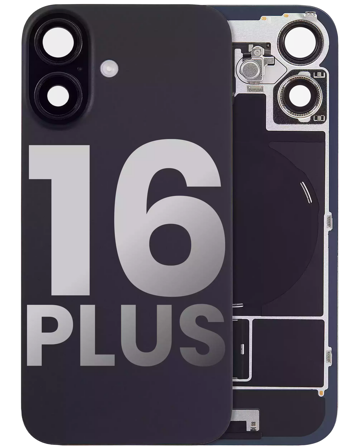 Back Glass W/ Mag Safe Magnet & Nfc & Flashlight Flex For I Phone 16 Plus (Used Oem Pull: Grade A) (Black)