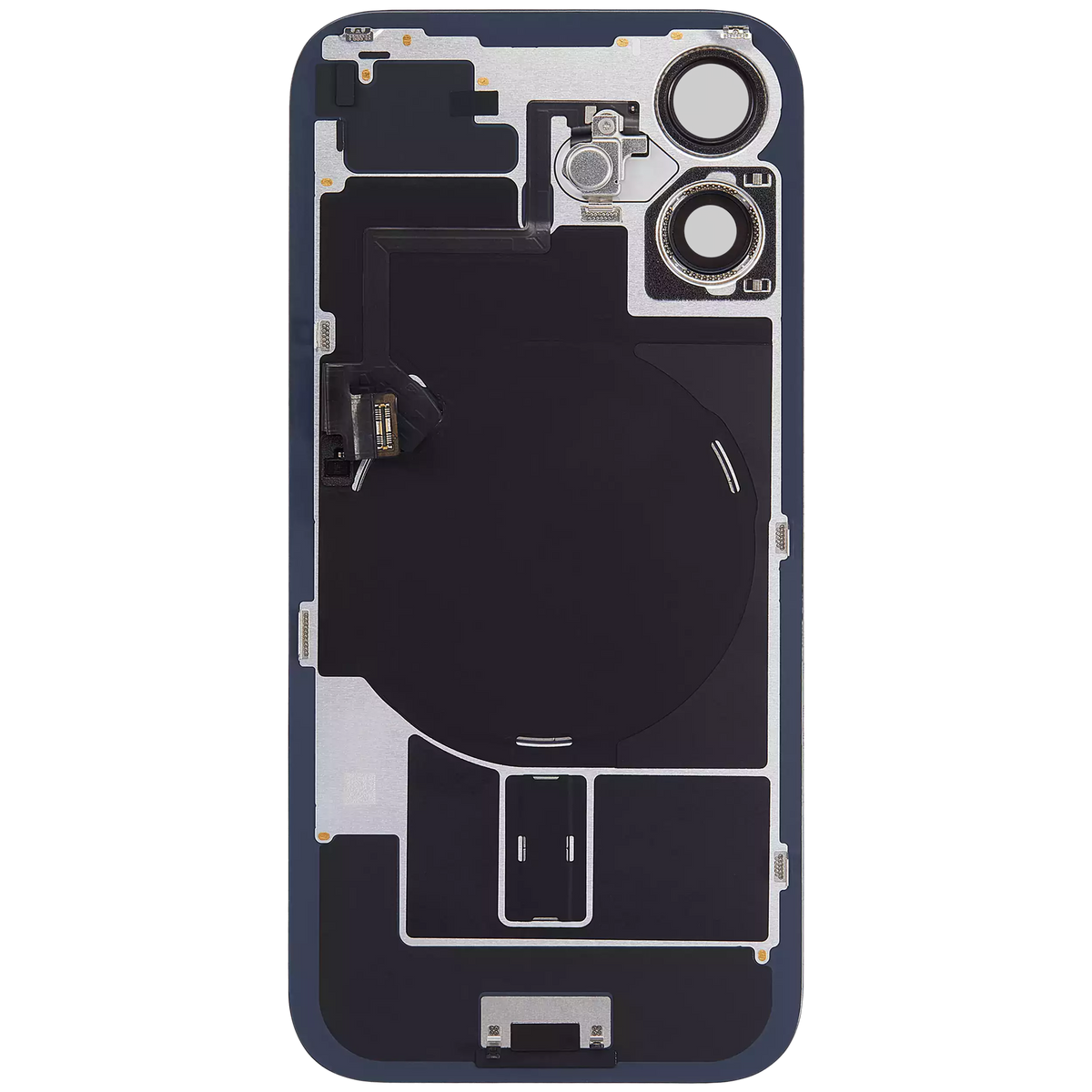 Back Glass W/ Mag Safe Magnet & Nfc & Flashlight Flex For I Phone 16 Plus (Used Oem Pull: Grade A) (Black)