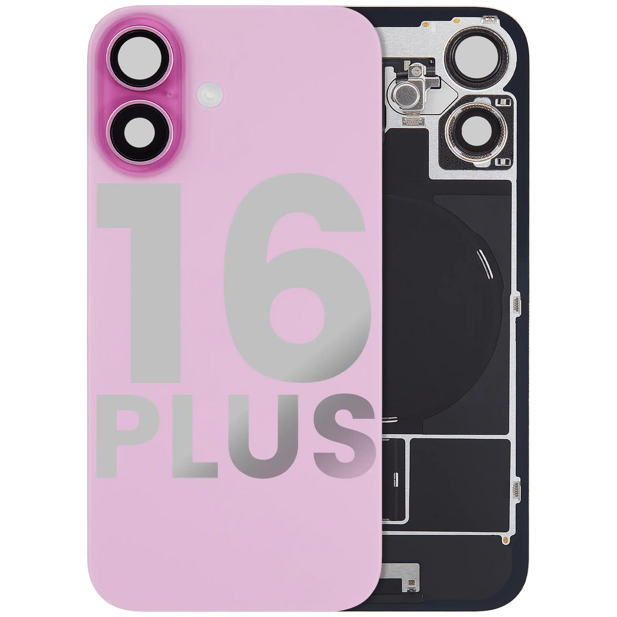 Back Glass W/ Mag Safe Magnet & Nfc & Flashlight Flex For I Phone 16 Plus (Used Oem Pull: Grade A) (Pink)
