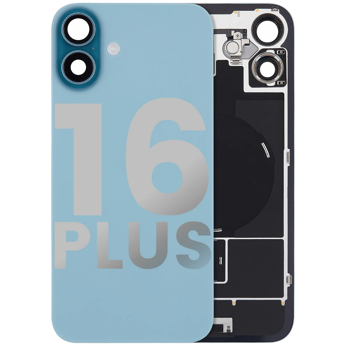 Back Glass W/ Mag Safe Magnet & Nfc & Flashlight Flex For I Phone 16 Plus (Used Oem Pull: Grade B) (Teal)