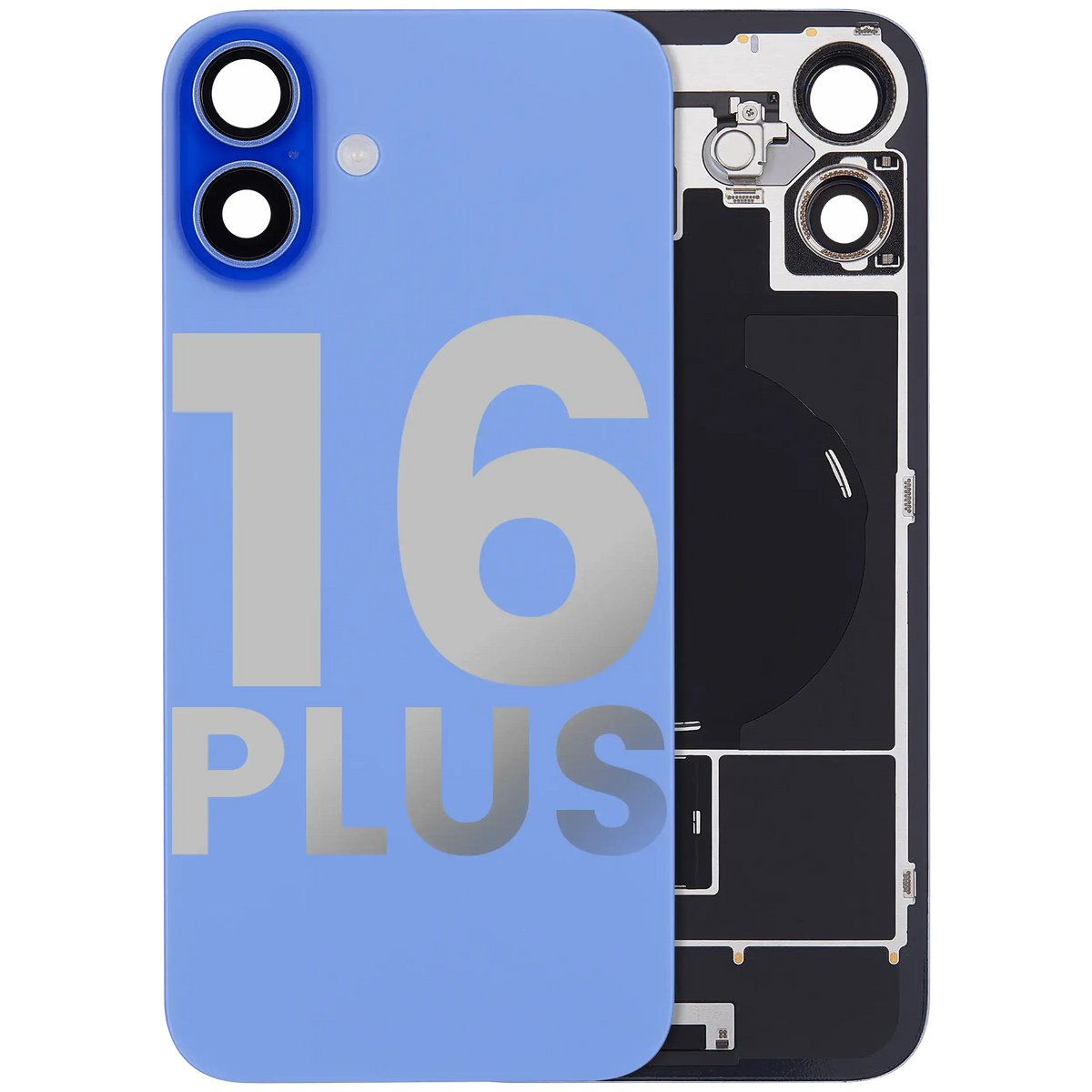 Back Glass W/ Mag Safe Magnet & Nfc & Flashlight Flex For I Phone 16 Plus (Used Oem Pull: Grade B) (Ultramarine)