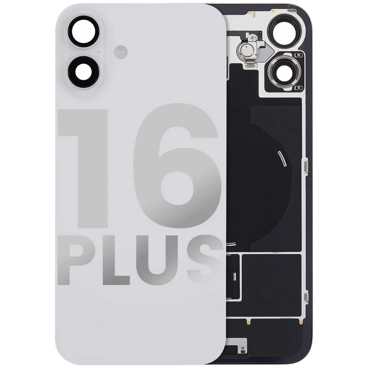 Back Glass W/ Mag Safe Magnet & Nfc & Flashlight Flex For I Phone 16 Plus (Used Oem Pull: Grade B) (White)
