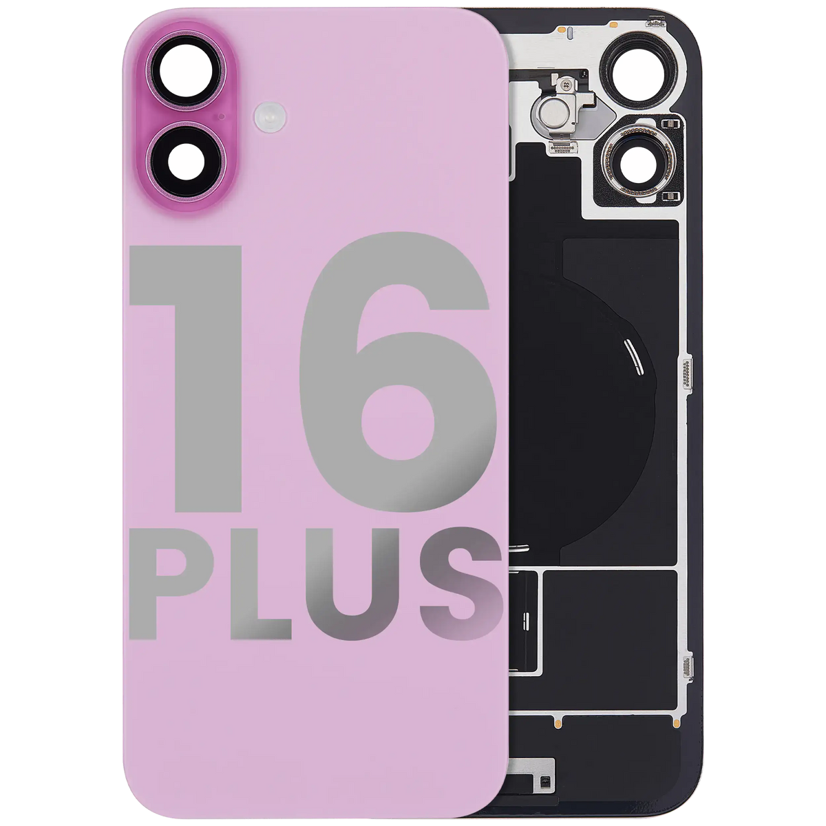 Back Glass W/ Mag Safe Magnet & Nfc & Flashlight Flex For I Phone 16 Plus (Used Oem Pull: Grade C) (Pink)