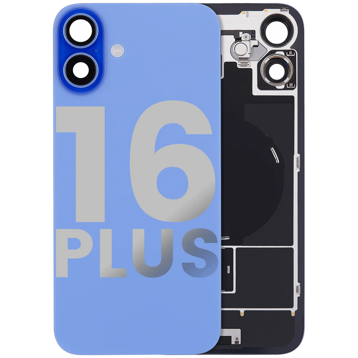 Back Glass W/ Mag Safe Magnet & Nfc & Flashlight Flex For I Phone 16 Plus (Used Oem Pull: Grade C) (Ultramarine)