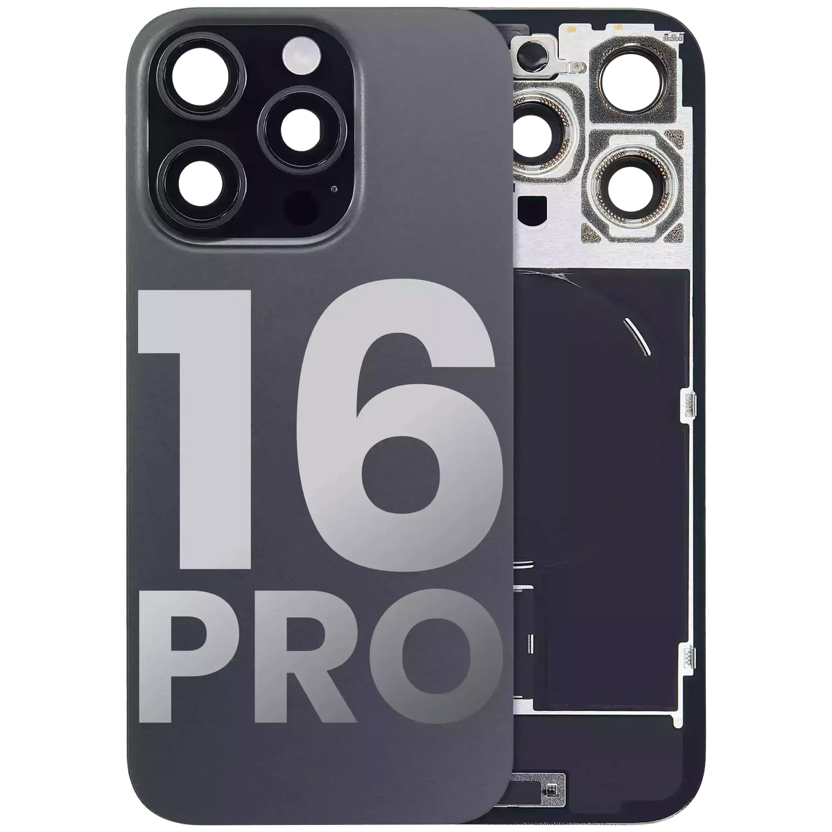 Back Glass W/ Mag Safe Magnet & Nfc & Flashlight Flex For I Phone 16 Pro (Used Oem Pull: Grade A) (Black Titanium)