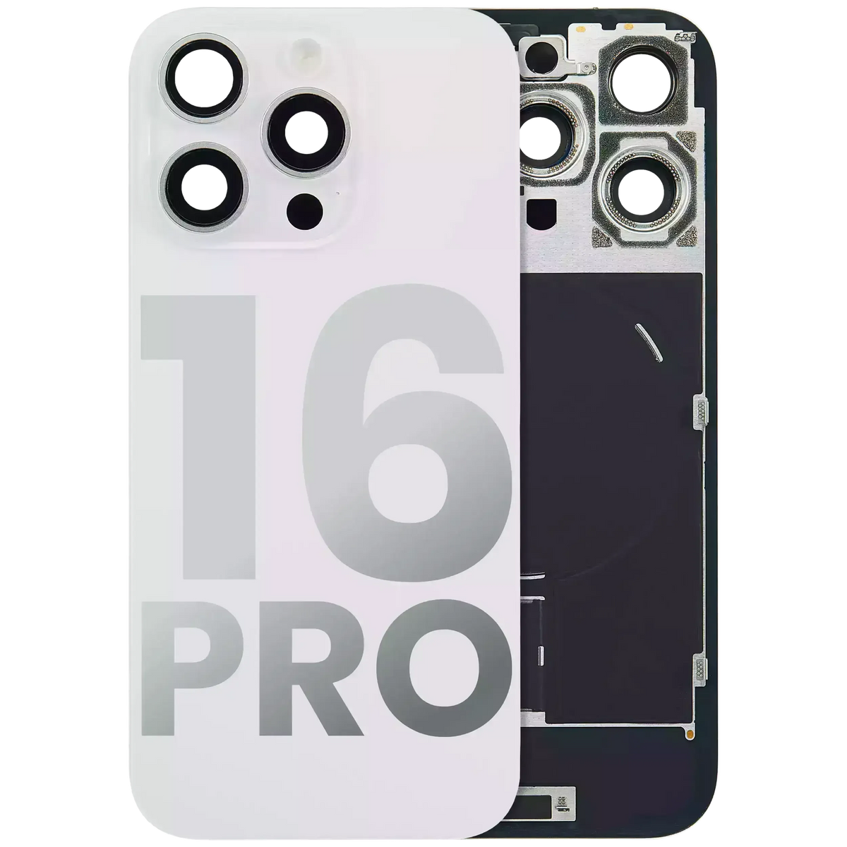 Back Glass W/ Mag Safe Magnet & Nfc & Flashlight Flex For I Phone 16 Pro (Used Oem Pull: Grade A) (White Titanium)