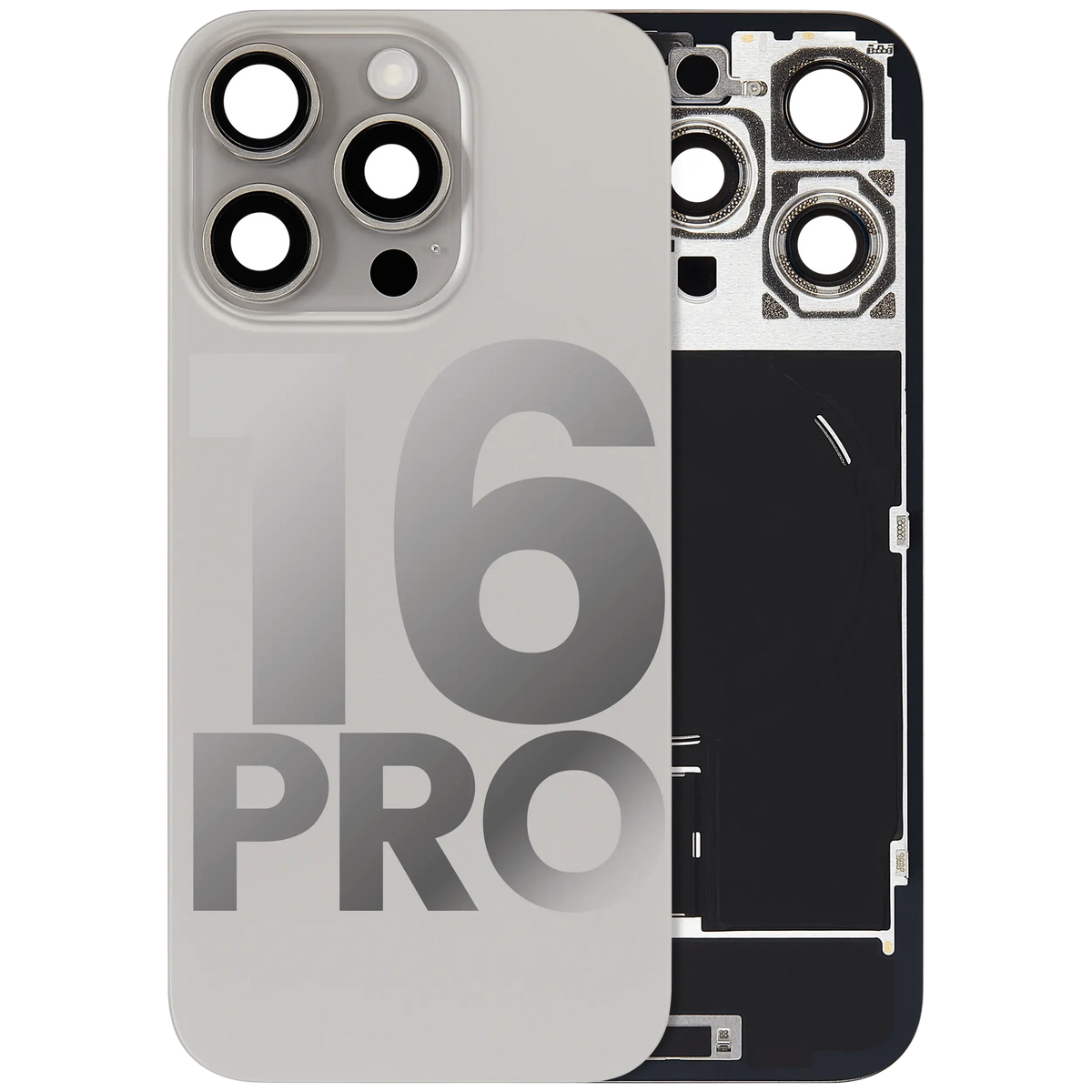 Back Glass W/ Mag Safe Magnet & Nfc & Flashlight Flex For I Phone 16 Pro (Used Oem Pull: Grade B) (Natural Titanium)