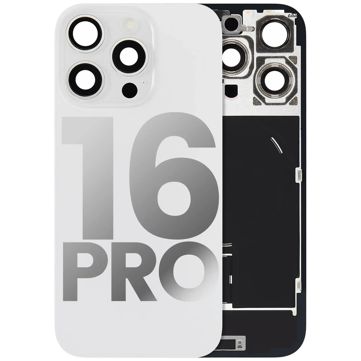 Back Glass W/ Mag Safe Magnet & Nfc & Flashlight Flex For I Phone 16 Pro (Used Oem Pull: Grade B) (White Titanium)