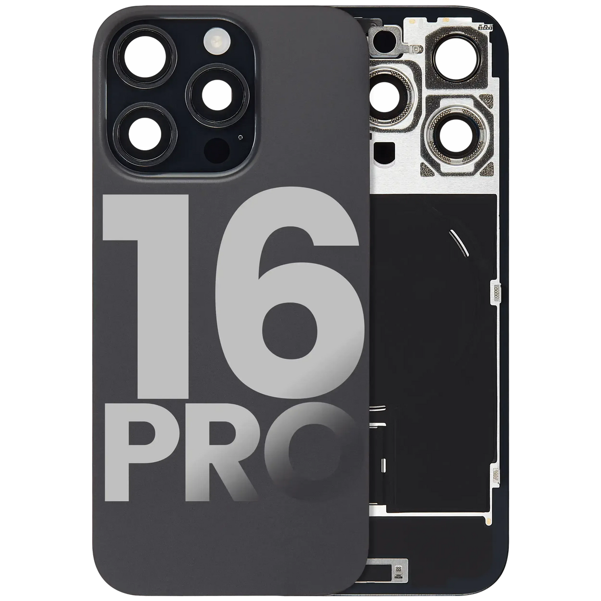 Back Glass W/ Mag Safe Magnet & Nfc & Flashlight Flex For I Phone 16 Pro (Used Oem Pull: Grade C) (Black Titanium)