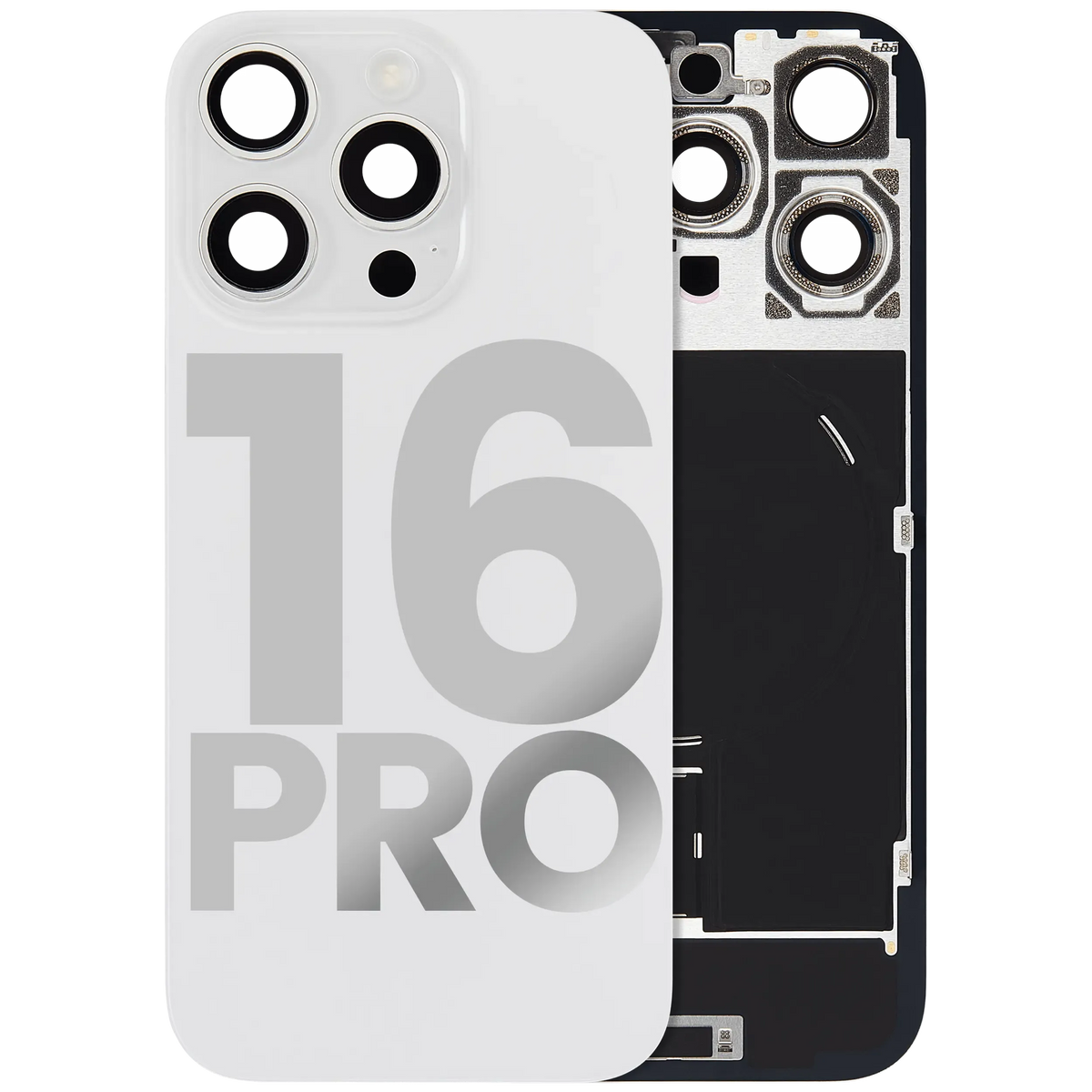 Back Glass W/ Mag Safe Magnet & Nfc & Flashlight Flex For I Phone 16 Pro (Used Oem Pull: Grade C) (White Titanium)