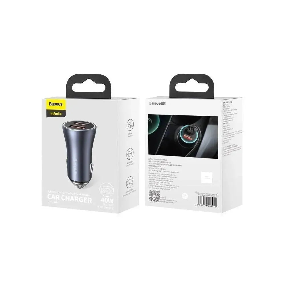 Baseus CCJD-A0G Golden Contactor Pro Dual USB U+U 40W Car Charger Tarnish