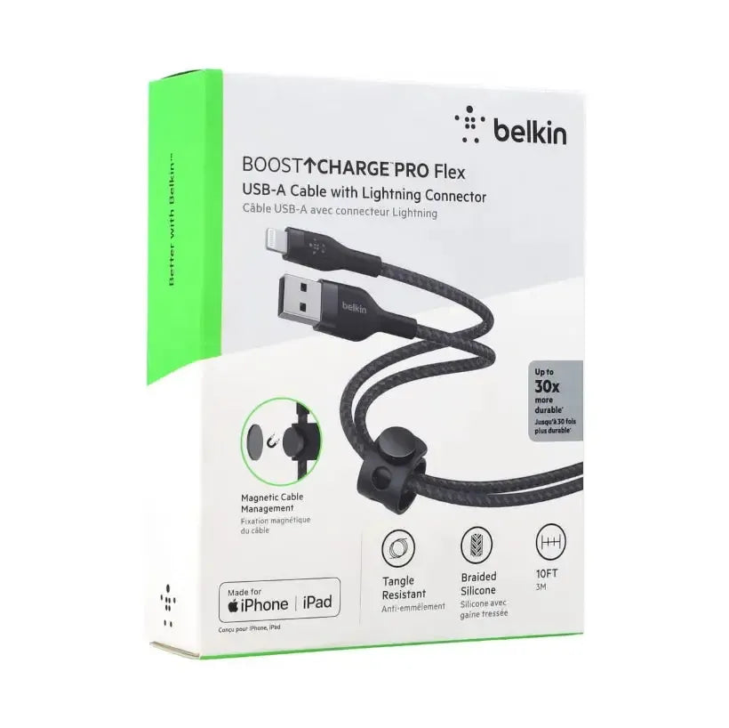 Belkin USB-A To Lightning MFI Braded Cable 3M Black