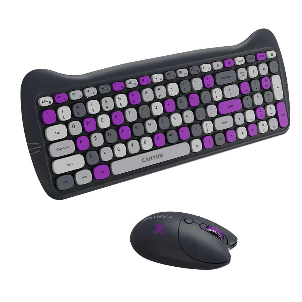 Canyon Wireless Keyboards & Mouse Combo HSET-W6 Kitty Edition | Violet