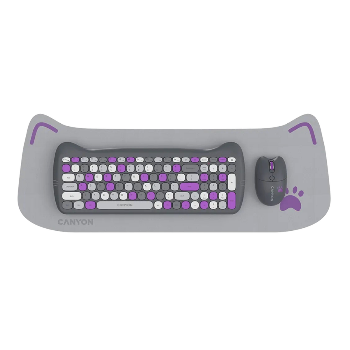 Canyon Wireless Keyboards & Mouse Combo HSET-W6 Kitty Edition | Violet
