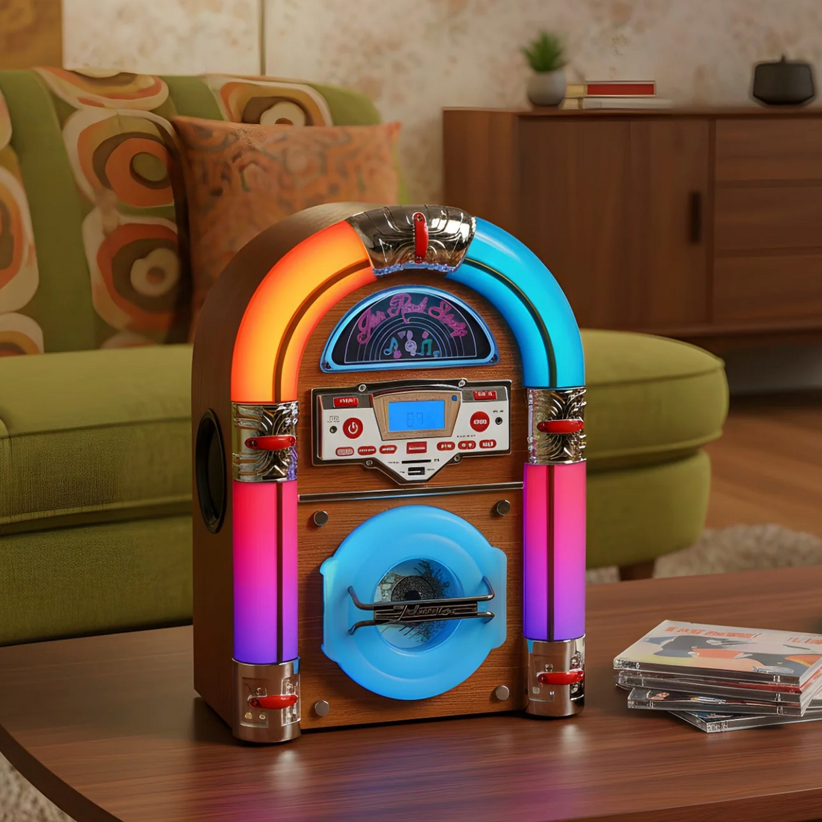 Jive Rock Sixty Mini Jukebox & Bluetooth Speaker - Light Wood