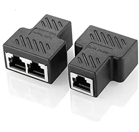 Cat6 RJ45 8P8C Plug to Dual RJ45 Ethernet Switch Adapter Black