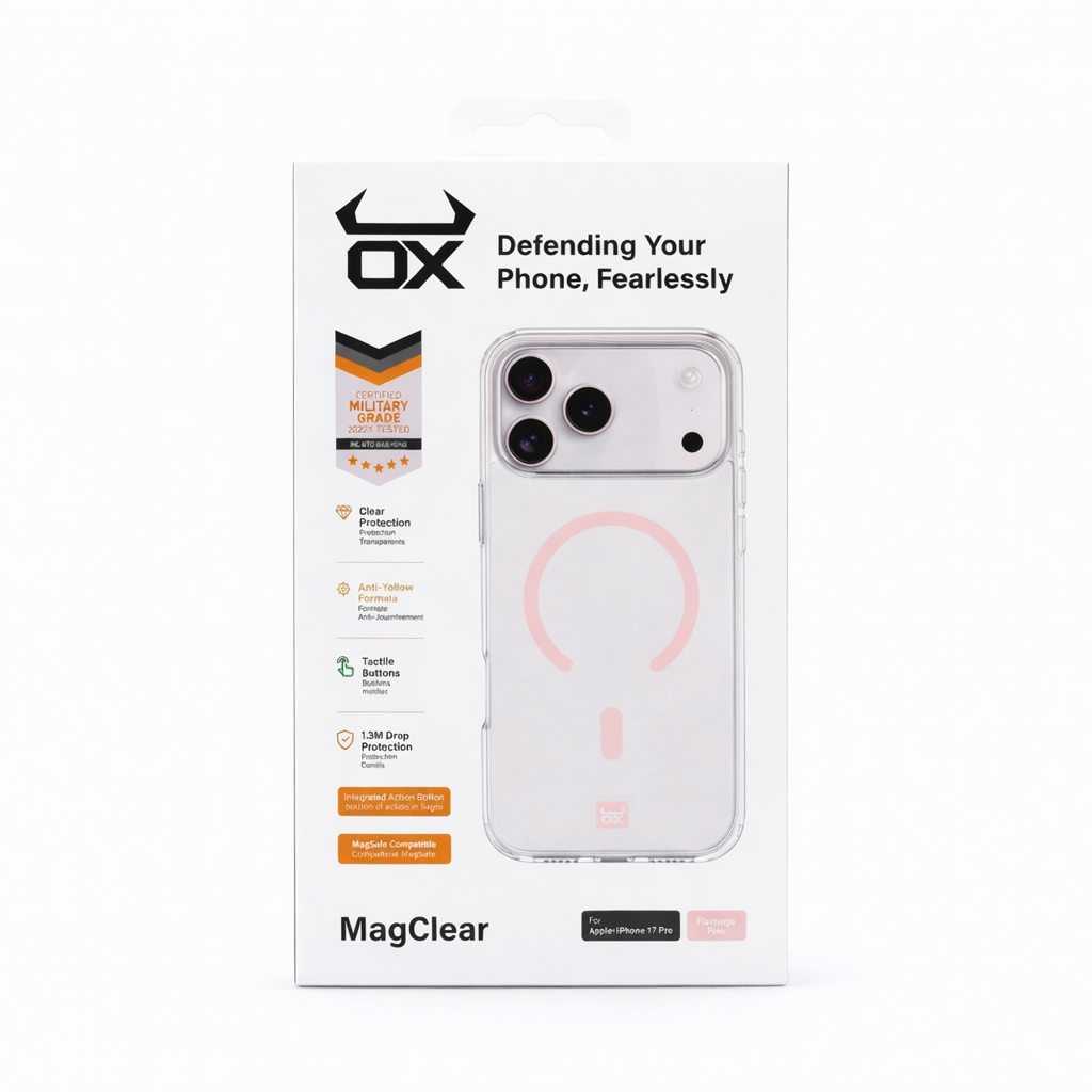 For Apple iPhone 17 Pro OX MagClear With MagSafe Case - Flamingo Pink