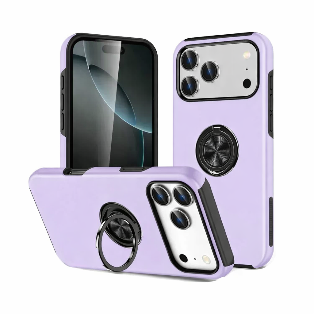 For Apple iPhone 17 Pro Dual Layer Invisible Ring Case Purple