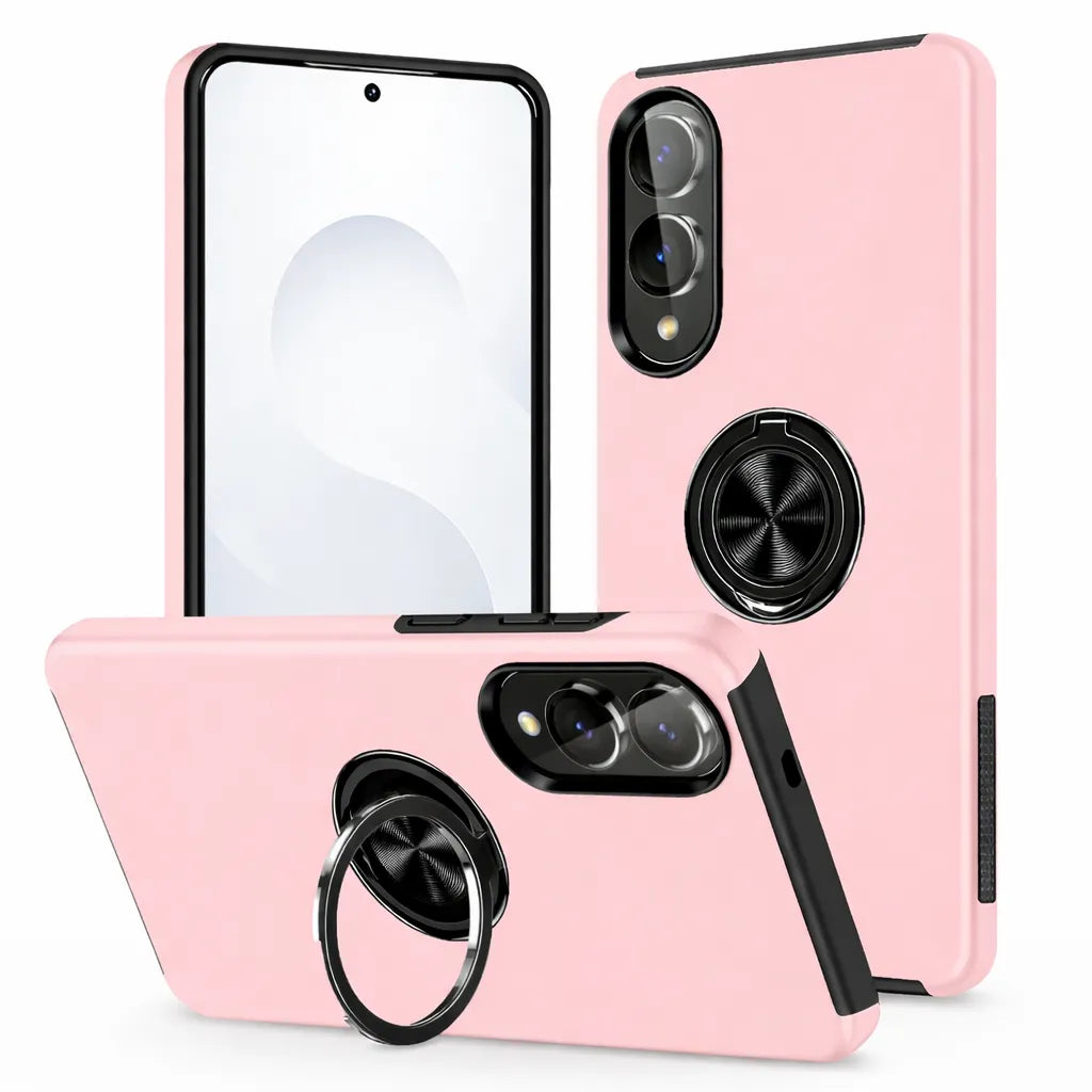 For Samsung Galaxy S25 Edge Dual Layer Invisible Ring Case Pink