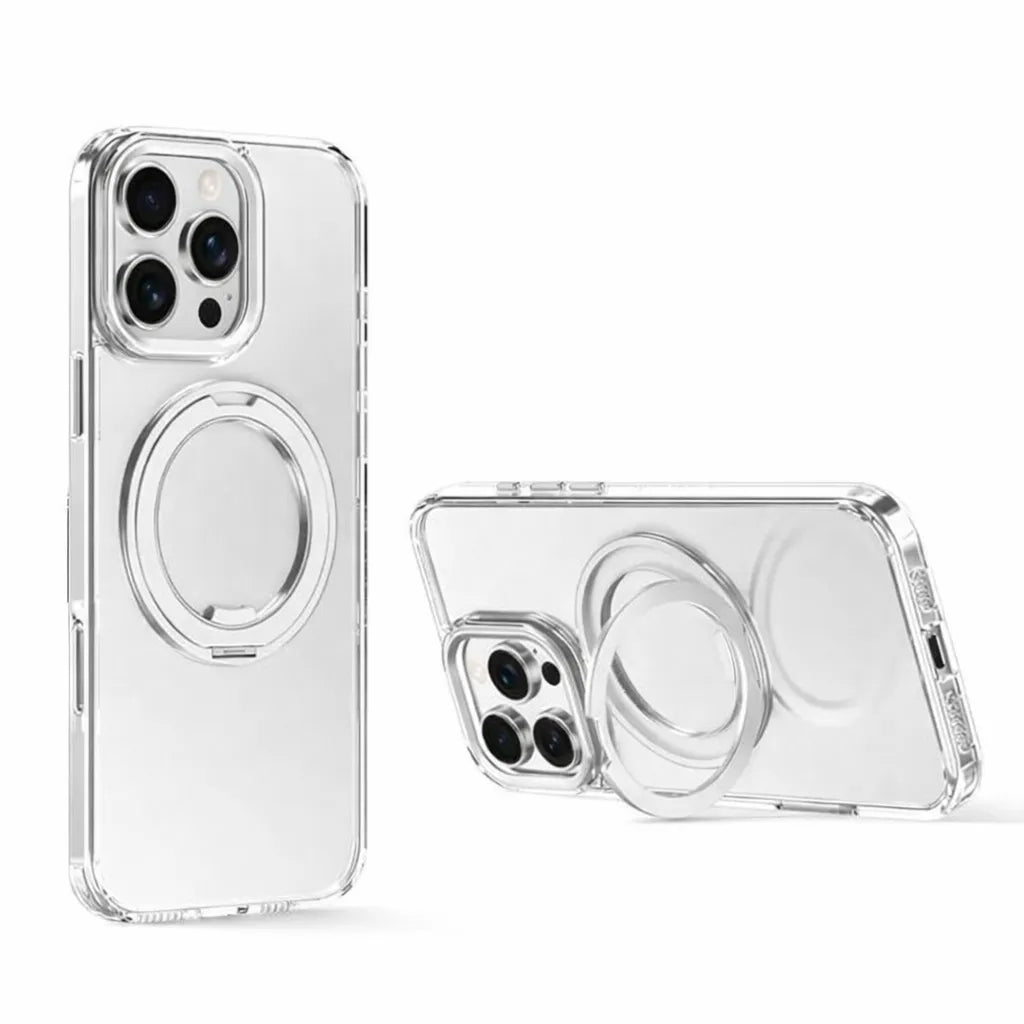 For Apple iPhone 16 Pro Max iShield Magsafe Rotating Stand Case Transparent