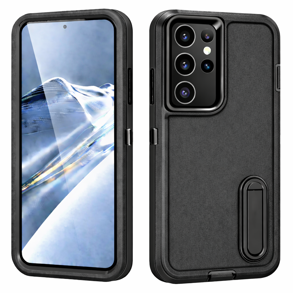 For Samsung Galaxy S26 Ultra Triple Builder With Stander Case Black