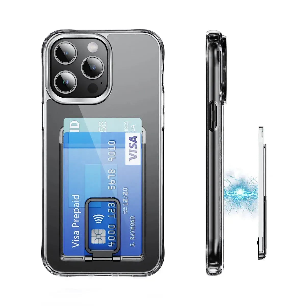 Crystal Magnetic Magsafe Card Holder With Bracket Black