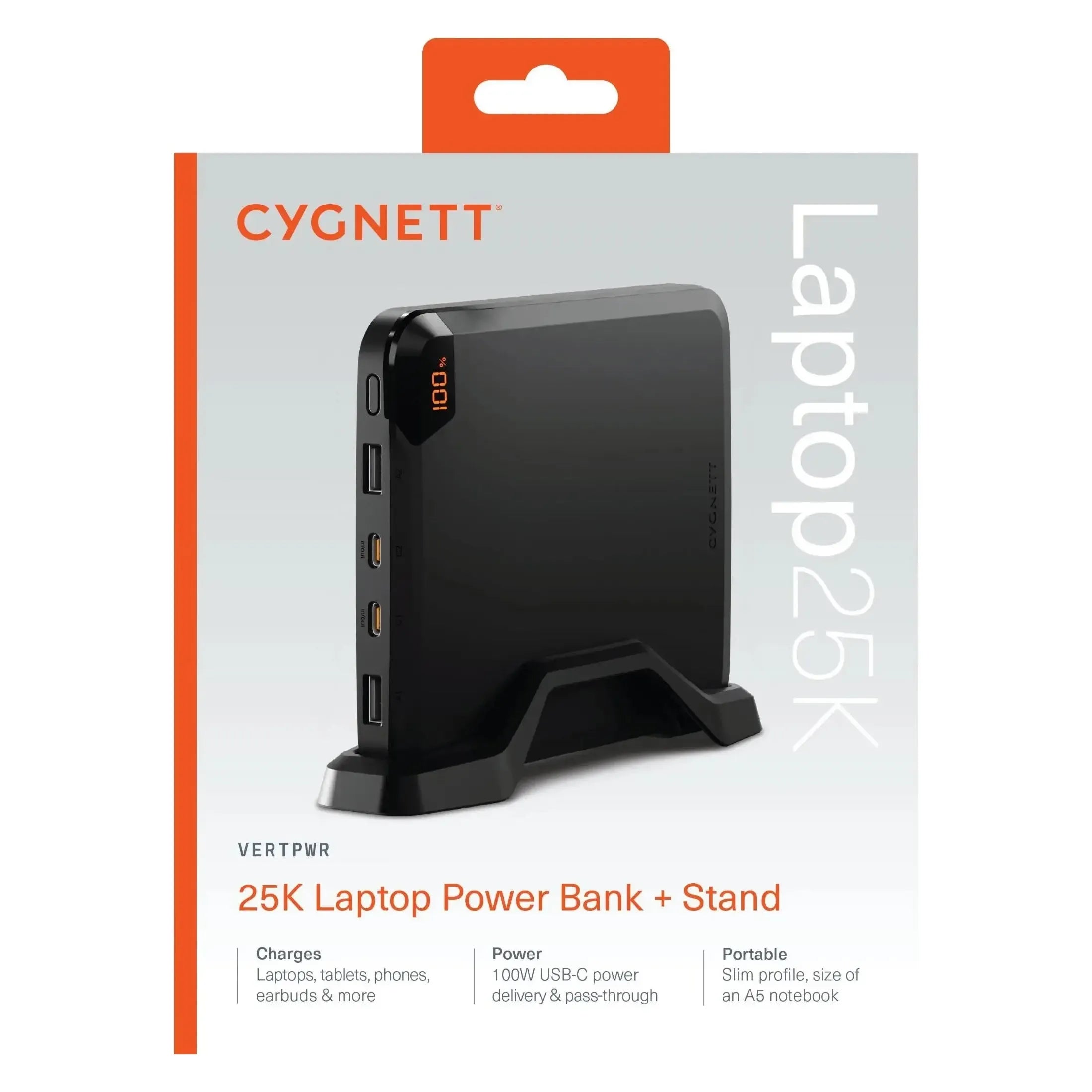 Cygnett Laptop Power Bank With Stand 25K mAh 100W Obsidian