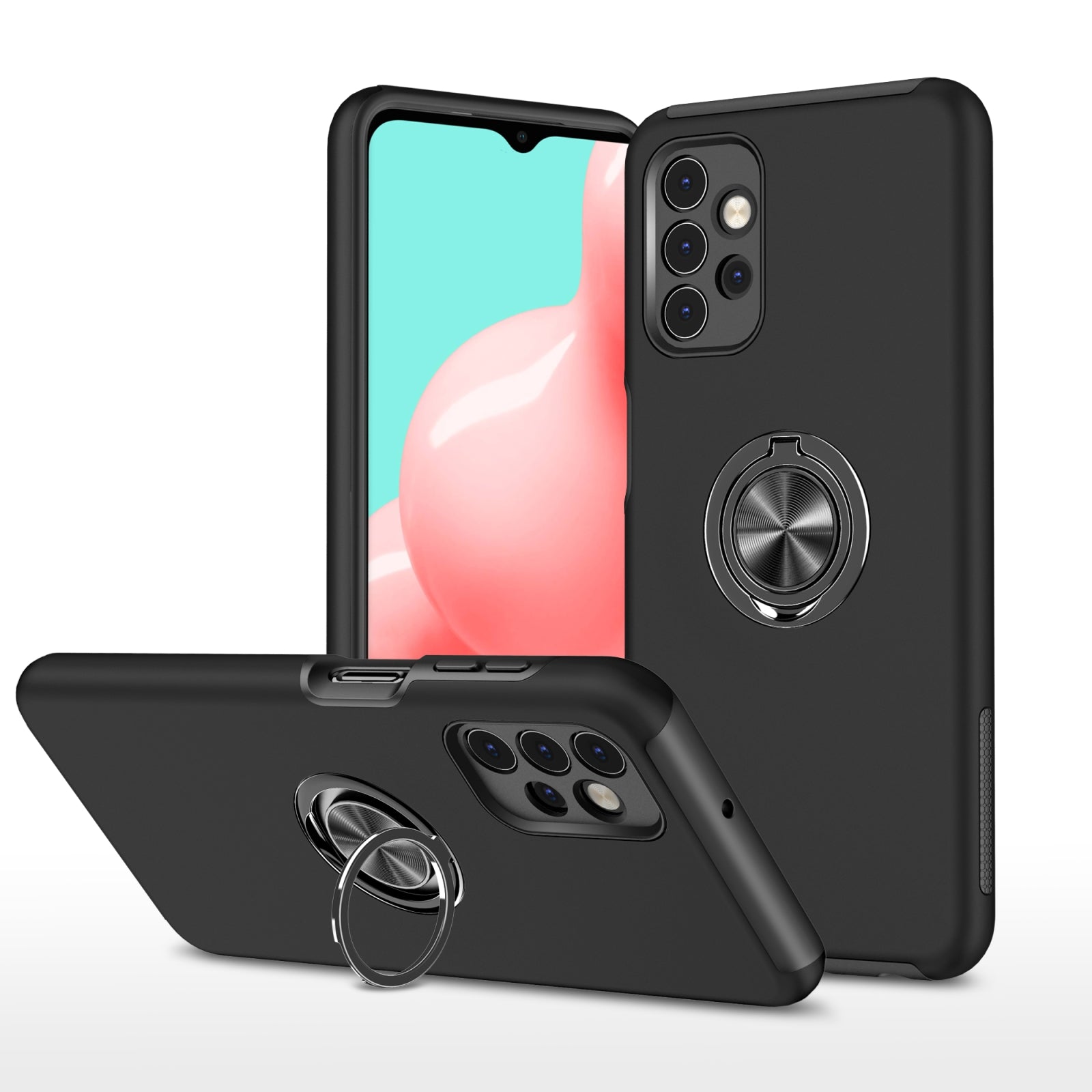 For Samsung Galaxy A26 5G Dual Layer Invisible Ring Case Black