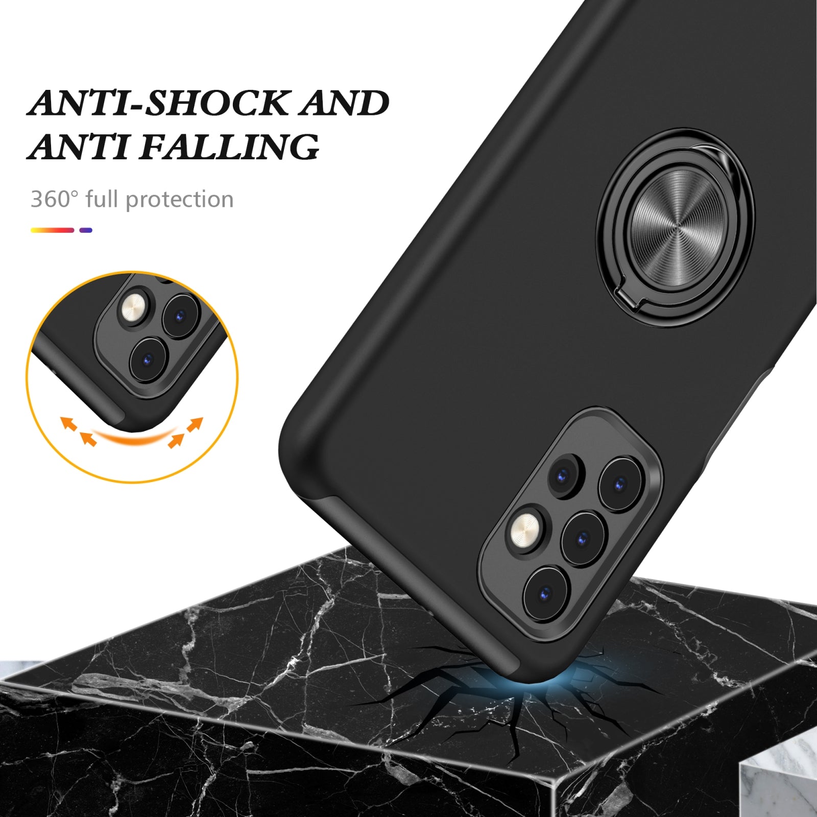 For Samsung Galaxy A26 5G Dual Layer Invisible Ring Case Black