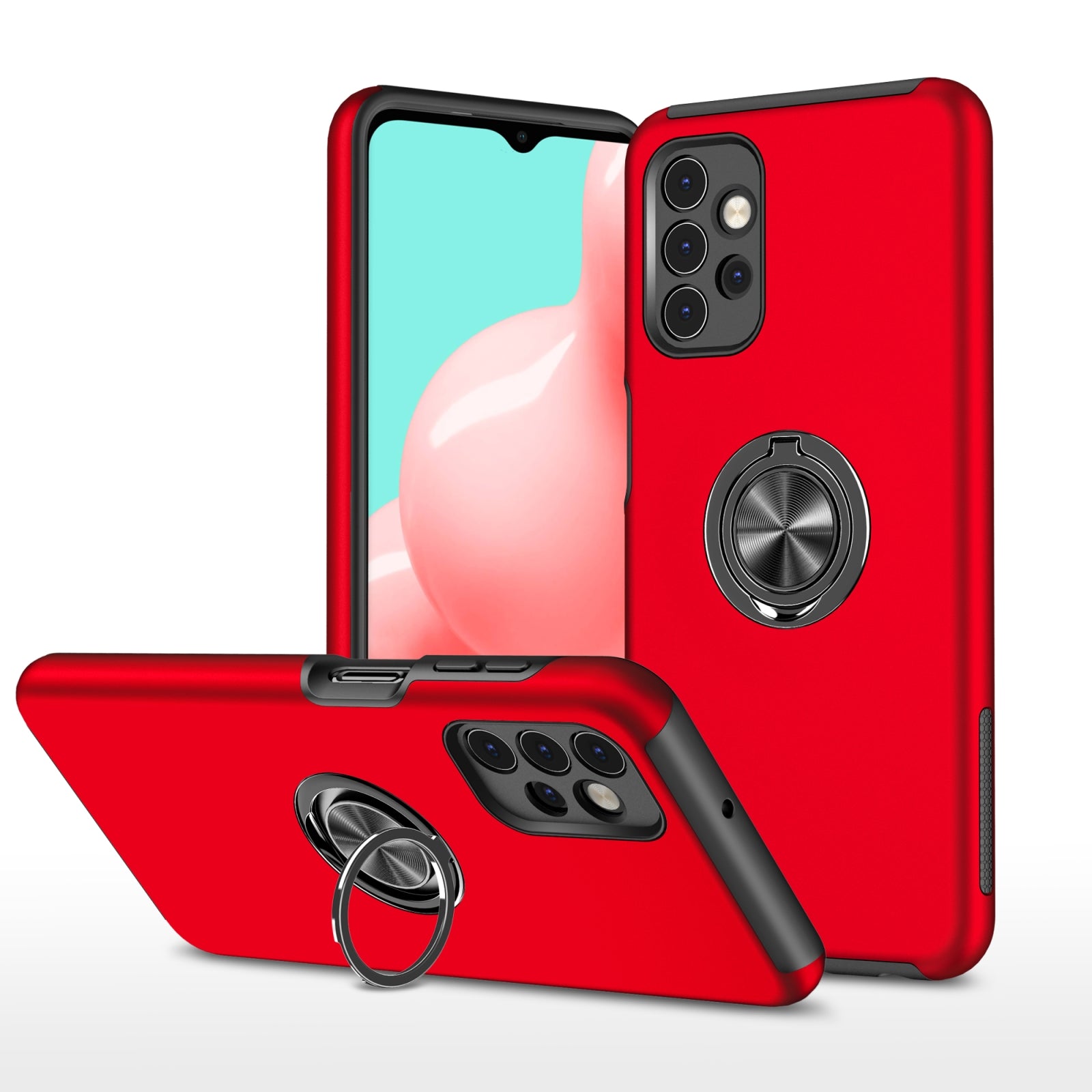 For Samsung Galaxy A26 5G Dual Layer Invisible Ring Case Red