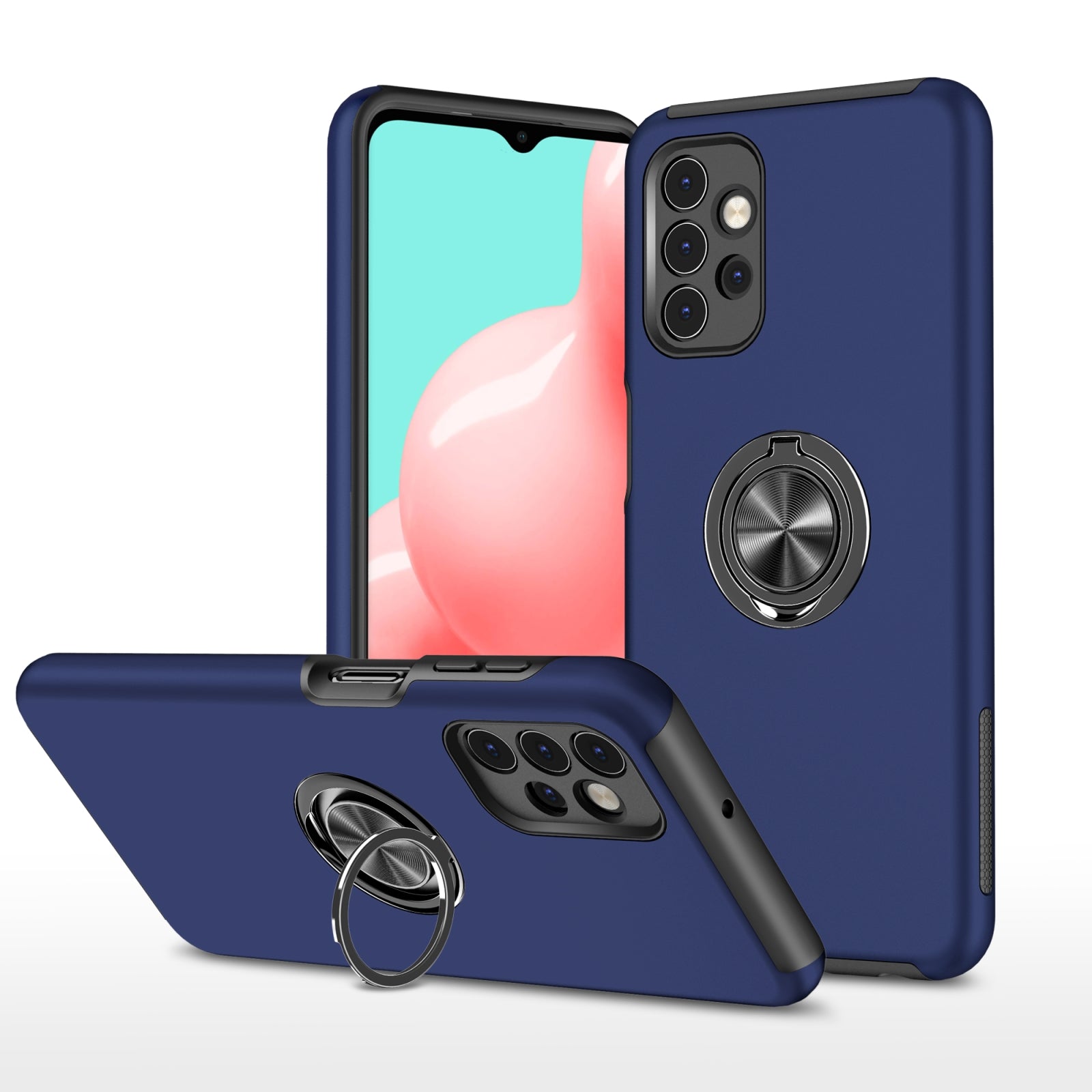 For Samsung Galaxy A26 5G Dual Layer Invisible Ring Case Blue