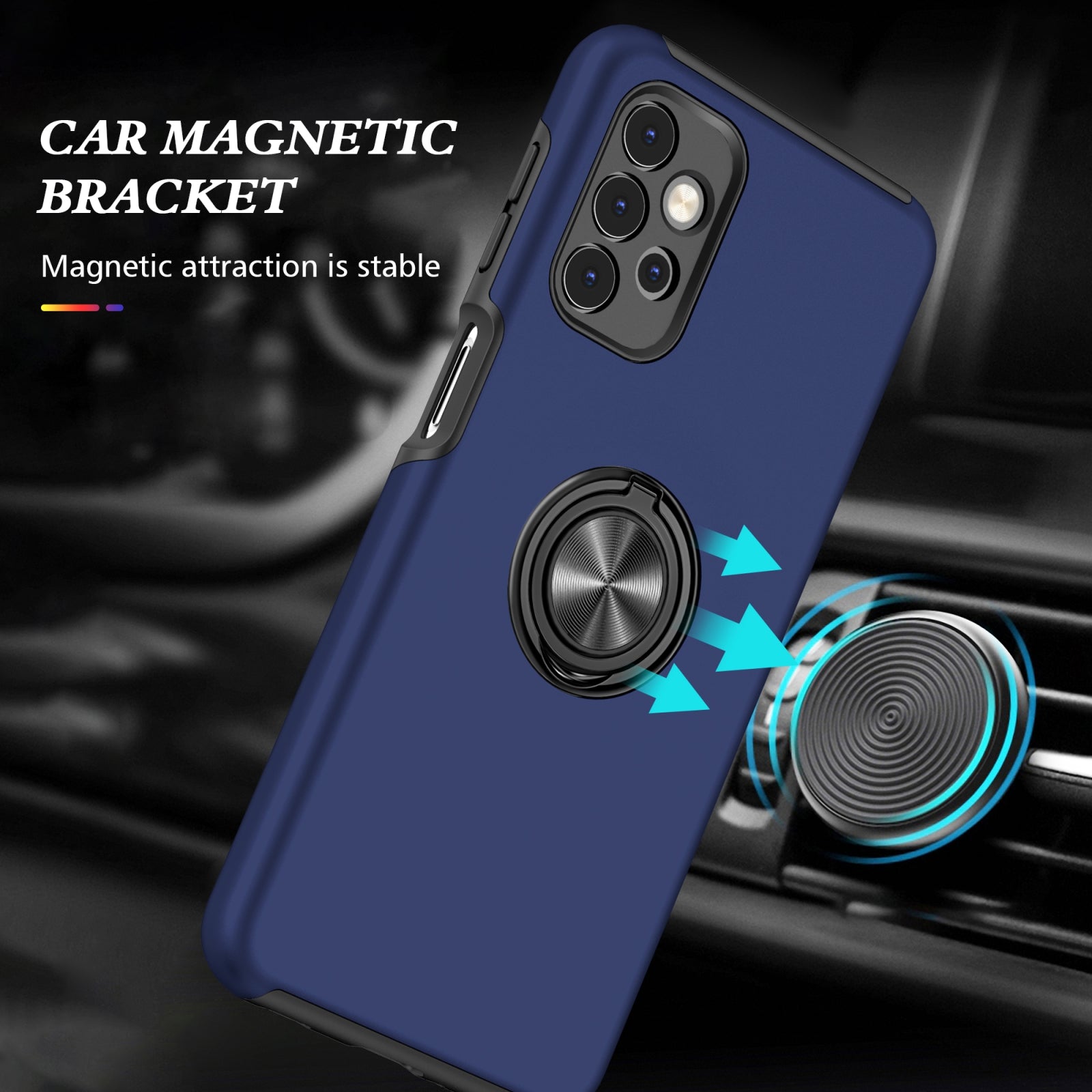 For Samsung Galaxy A26 5G Dual Layer Invisible Ring Case Blue