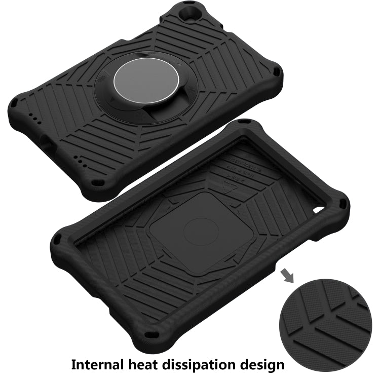 For Samsung Galaxy Tab A9 Spider King EVA Protective Case with Adjustable Shoulder Strap & Holder Black