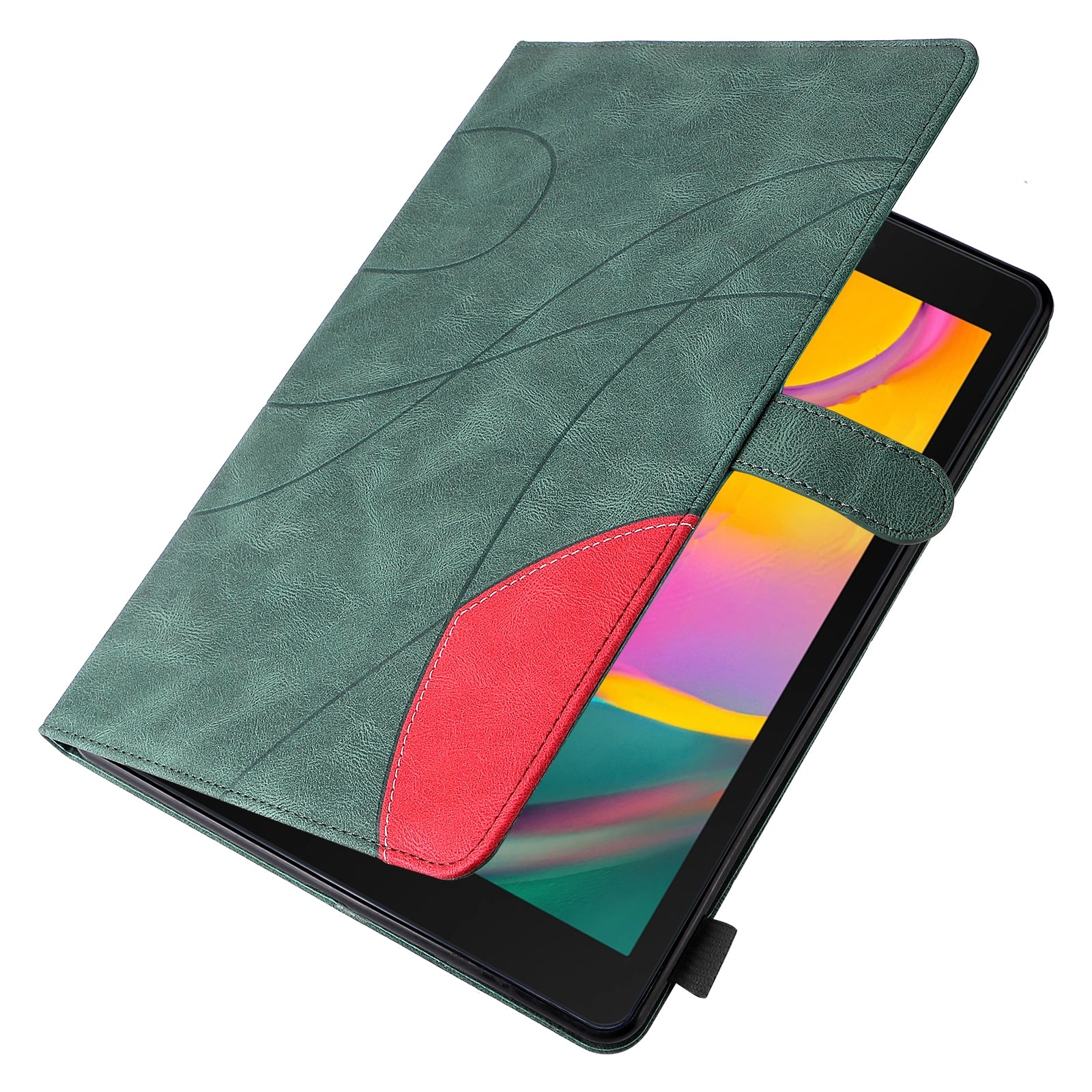 For Samsung Galaxy Tab A 8.0 2019 Dual-color Splicing Horizontal Flip PU Leather Case with Holder & Card Slots Green