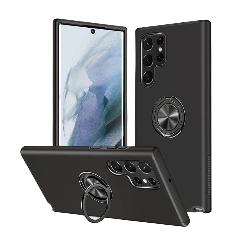 For Samsung Galaxy S26 Ultra Dual Layer Invisible Ring Case Black
