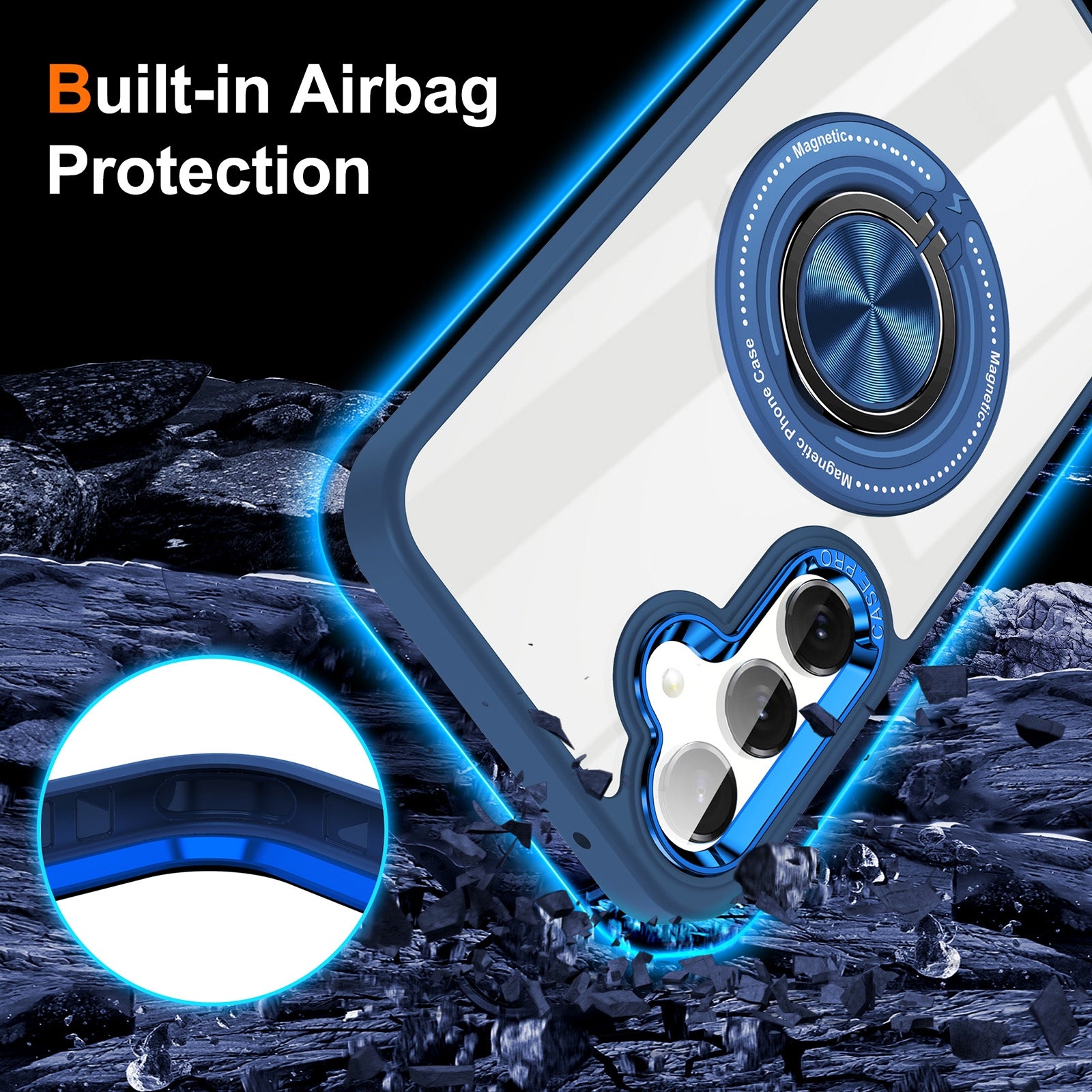 For Samsung Galaxy S25/ S24 Magsafe Invisible Ring Case Blue