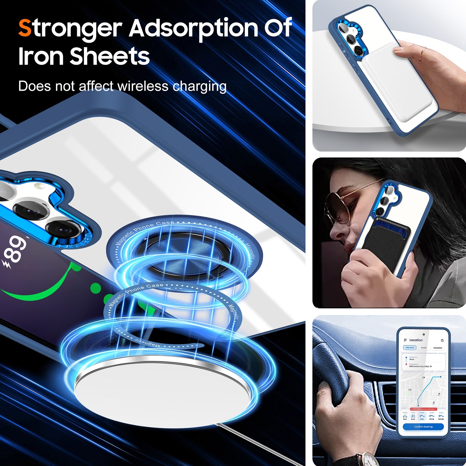 For Samsung Galaxy S25/ S24 Magsafe Invisible Ring Case Blue