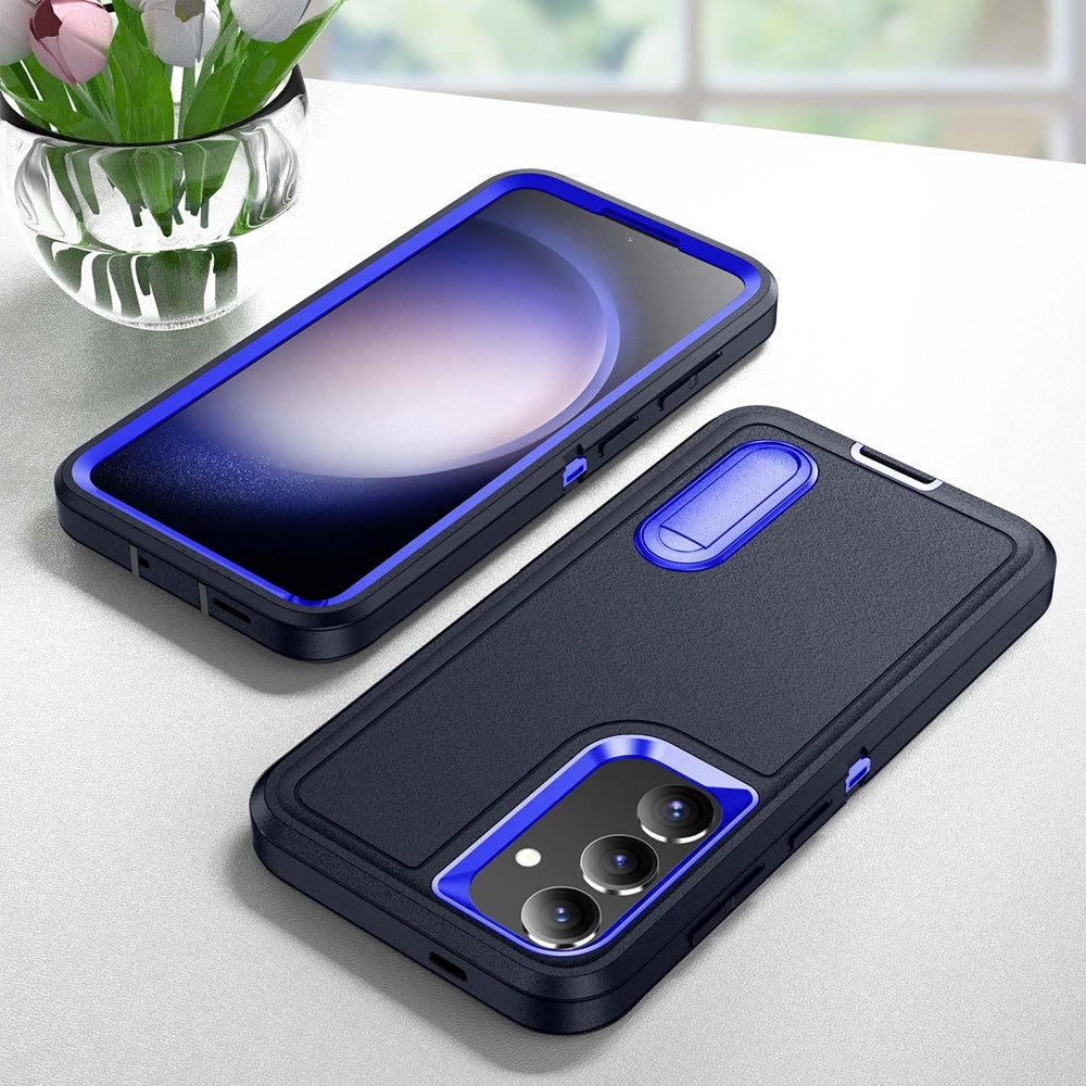 For Samsung Galaxy S25 Plus / S24 Plus Triple Defender with Stander Case Blue