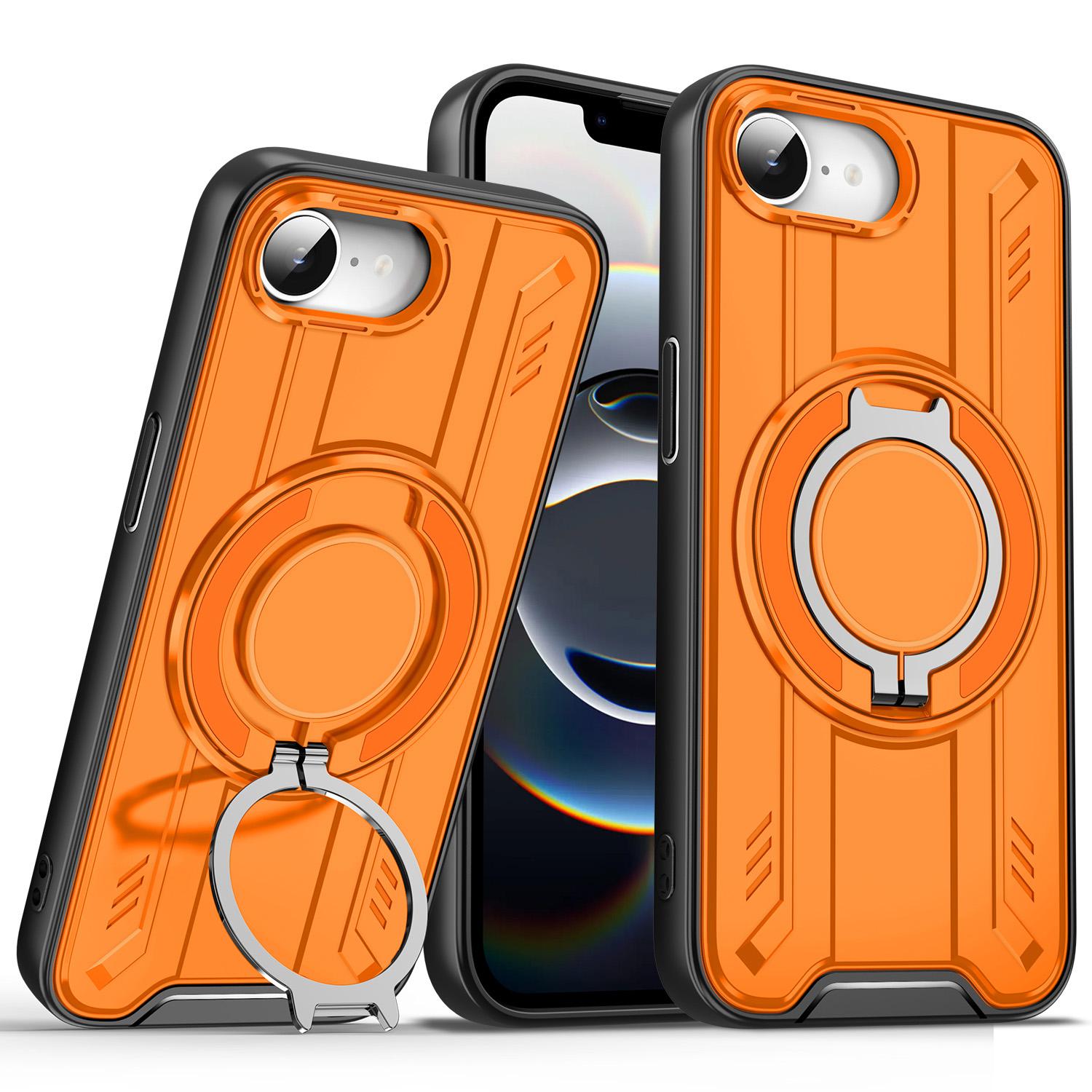 For Apple iPhone 16E Magnetic Armour Rotating Stand Case Orange