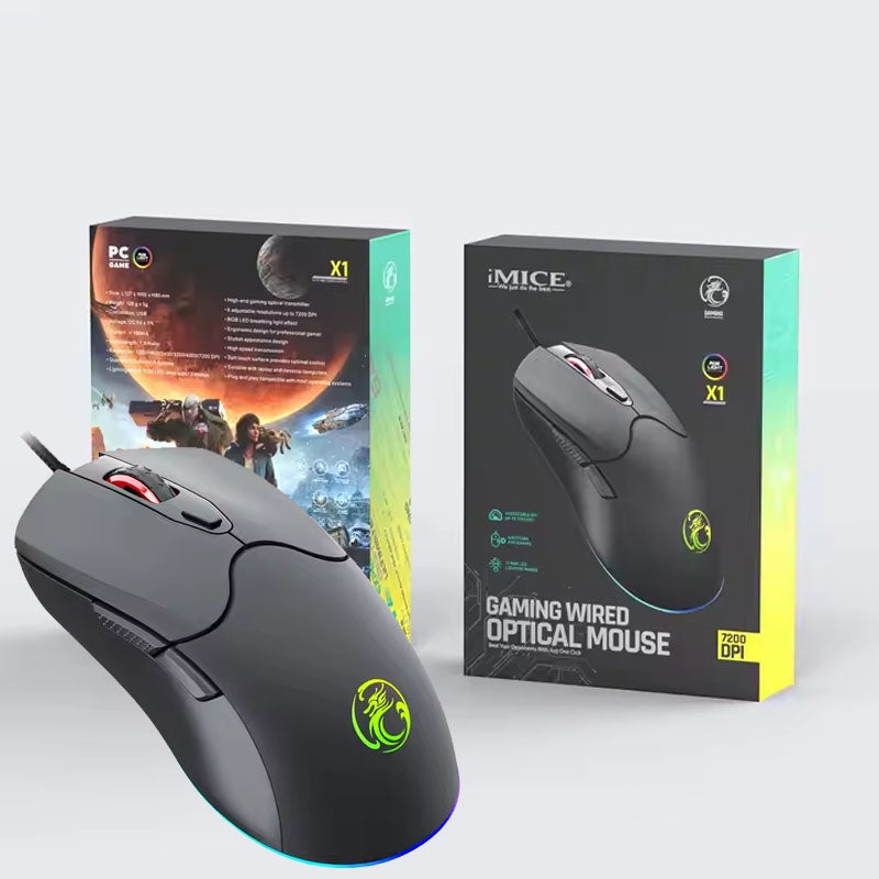 IMICE X1 Razer Design Gaming Wired Mouse Black