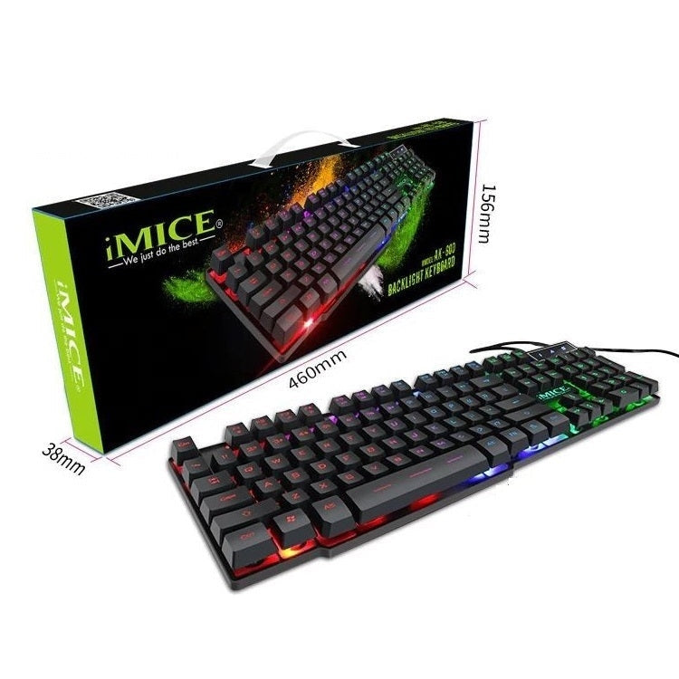 iMICE AK-600 3-Color Backlight Spalshproof Wired USB Gaming Keyboard Black