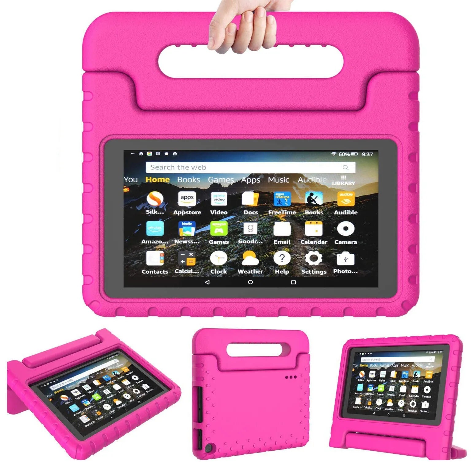 For Amazon Fire 7 2019 Kids Case Shockproof Cover With Stand - Pink